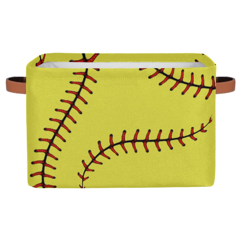 AUUXVA Yellow Baseball Storage Basket top view shows organized space for toys and clothes