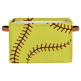 AUUXVA Yellow Baseball Storage Basket top view shows organized space for toys and clothes