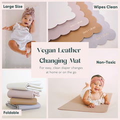 AVA + OLIVER vegan leather changing mat 16x30 in use during diaper changes.