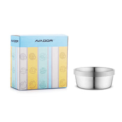 Avador 18/8 stainless steel bowls set for dining with dishwasher-safe convenience.