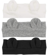 AVAUMA baby headbands bow turban in white bear style with ultra-soft cotton for delicate skin.