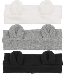 AVAUMA baby headbands bow turban in white bear style with ultra-soft cotton for delicate skin.