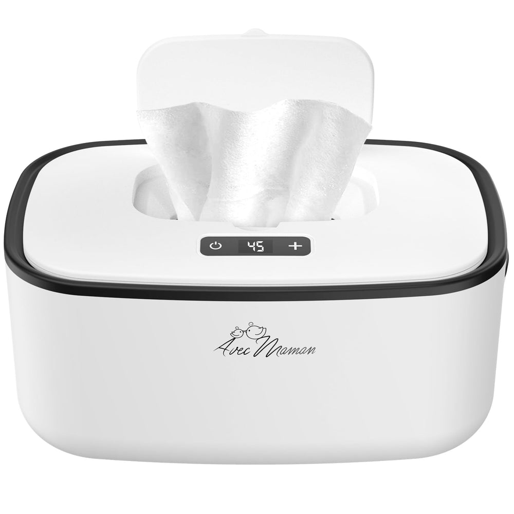 Avec Maman S1 wipe warmer with digital display for precise temperature control.