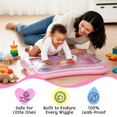 AVEC MAMAN Tummy Time Water Mat leakproof construction keeps playtime dry and worry-free for parents