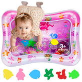 AVEC MAMAN Tummy Time Water Mat pink inflated ring ready for tummy time play, safe exploration