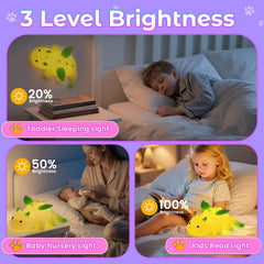 AVEKI dragon night light touch-dimming reveals easy brightness and color control for kids.