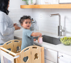 Avenlur Laurel chalkboard writing surface promotes creative play while cooking