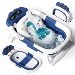 AVIDOR baby bathtub collapsible demonstrates space-saving design for easy storage and travel-ready bath time.