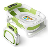 AVIDOR baby bathtub green exterior shows space-saving design for compact storage