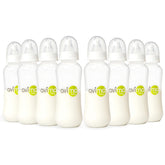 Avima 10oz anti-colic bottle set close-up with duo-flo nipples reducing gas during feeding.