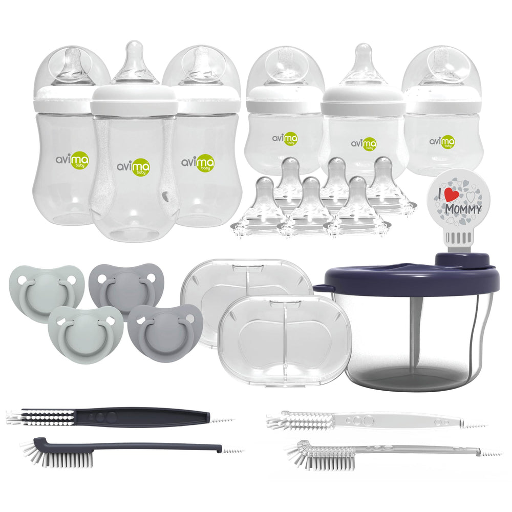 Avima anti colic bottles with 4 oz and 9 oz sizes reduce spit-up