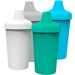 Avima spill-proof sippy cup with a closed spout in blue-green offering mess-free drinking.