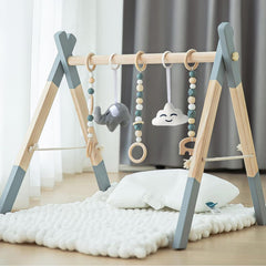 Avrsol wooden baby play gym foldable frame enables quick setup and easy storage.