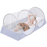 Axcoix extra-large pop-up mosquito net bed-setup for mosquito-free sleeping.