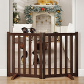 Axeman wood pet gate assembly shows sturdy folded panels for compact storage.