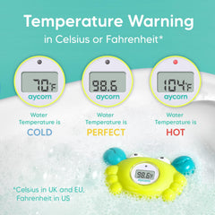 Aycorn room thermometer display helps monitor ambient nursery temperature for comfort.