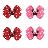 Ayesha mouse ears bow clip pack in rose and navy for party-ready outfits.
