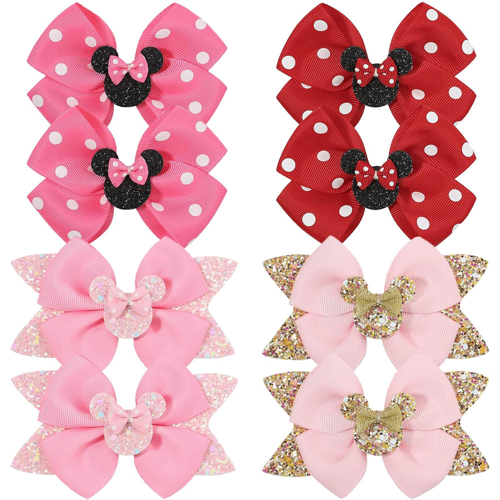 Ayesha mouse ears bow clip pack in two colors with secure clips for durable toddler wear.