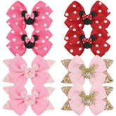 Ayesha mouse ears bow clip pack in two colors with secure clips for durable toddler wear.