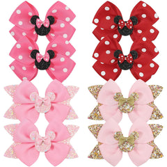 Ayesha mouse ears bow clip pack in two colors with secure clips for durable toddler wear.