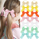 Ayesha Ribbon Bows Hair Ties Set with vibrant colors for versatile ponytails.