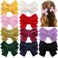 Ayesha Velvet Hair Bows closeup showing soft velvet texture for gentle toddler comfort.
