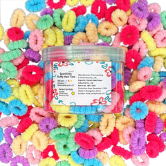Azanirso seamless fluffy hair ties pack closeup with bright colors for kids' hairstyles