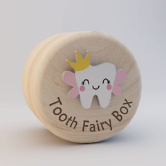 Azbuk Tooth Fairy Box for Girls uses natural wood for durable storage.