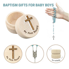 Azbuk wooden christening box compact keepsake