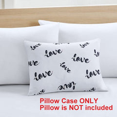 Azi 2 Love Print travel pillow cover full view shows white floral print