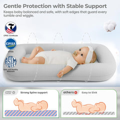 azopesy baby lounger 3D fiber fill shapes gentle support for tummy time.