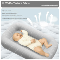 azopesy baby lounger bamboo rayon cover showcases soft, skin-friendly material for delicate skin.