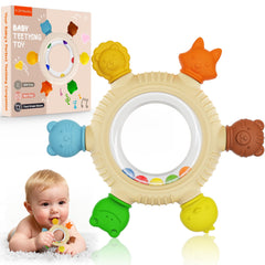Azrra animal-texture teether provides varied surfaces for soothing gums during playtime