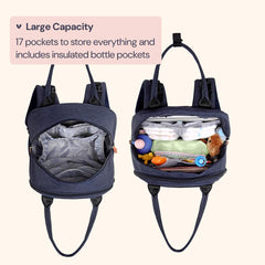 BabbleRoo Diaper Bag Backpack changing pad extended for quick, comfortable diaper changes on the go