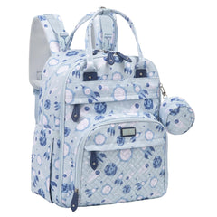 BabbleRoo diaper bag backpack front view highlights spacious organization for travel.