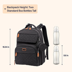 BabbleRoo diaper bag backpack interior layout with 18 pockets for quick organization.