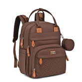BabbleRoo diaper bag backpack side view in brown, ideal for on-the-go parenting.