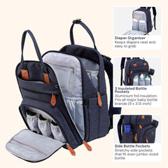 BabbleRoo Diaper Bag Backpack stroller clip keeps bag secure during strolls