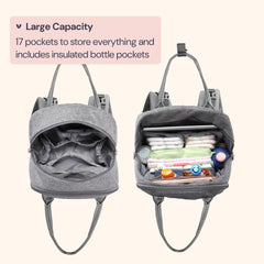 BabbleRoo diaper bag with stroller clips for hands-free travel