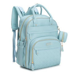 BabbleRoo leather diaper bag backpack front view with spacious main compartment