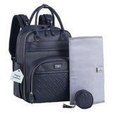 BabbleRoo Leather Diaper Bag Backpack front view for stylish on-the-go baby care.