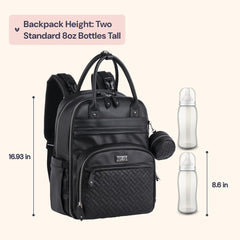 BabbleRoo Leather Diaper Bag Backpack insulated bottle pockets support on-the-go feeds.