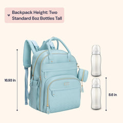 BabbleRoo leather diaper bag backpack side pocket open for quick-access bottles