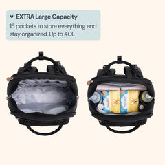 BabbleRoo XL insulated bottle pockets keep bottles upright and ready.