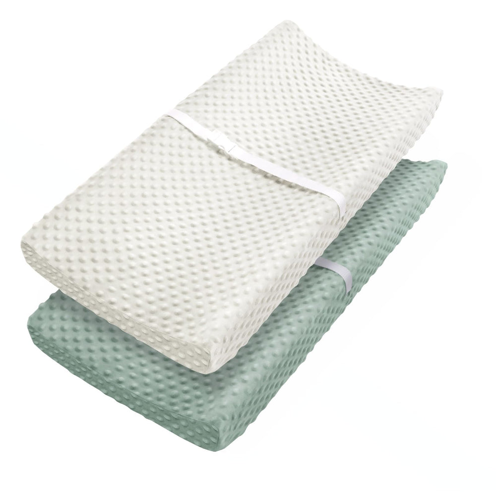 Babebay changing pad cover closeup shows ultra-soft minky fabric for delicate baby skin.