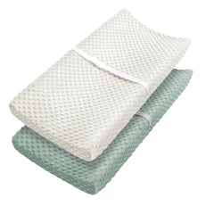 Babebay changing pad cover closeup shows ultra-soft minky fabric for delicate baby skin.