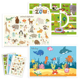 Babebay disposable placemats with animal-design provide a mess-free mealtime surface.