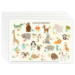 Babebay disposable placemats with animal alphabet design keep meals clean on the go