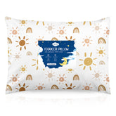 Babebay toddler pillow Sunshine Rainbow pattern comforts during nap and playtime.