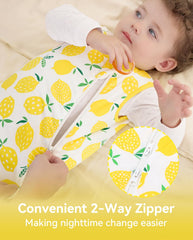 Babee Reshinee sleep sack deep neckline keeps fabric away from baby's face for safer sleep.
